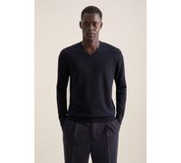 Pullunder SEIDENSTICKER "Schwarze Rose", Herren, Gr. M, schwarz (dunkelblau), 100% Wolle, unifarben, regular fit, V-Ausschnitt, Pullover Pullunder, 1/1 V-Neck Uni (44861205-M) dunkelblau
