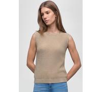 Pullunder STREET ONE, Damen, Gr. 36, cotton beige, Web, 60% Baumwolle, 40% Polyacryl, unifarben, comfort fit normal, Rundhals, Bündchen, Pullover Pullunder, mit Rundhalsausschnitt (86585417-36) cotton