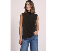 Pullunder STREET ONE, Damen, Gr. 38, braun (schwarz coffee), Stoff, 30% Polyester, 27% Polyacryl, 23% Polyamid, 20% Viskose, unifarben, normal normal, hoch geschlossener Ausschnitt, Rollsaum, Pullover