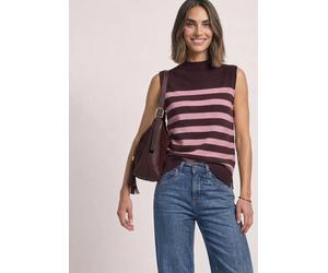 Pullunder STREET ONE, Damen, Gr. 38, rustic rouge meliert, Feinstrick;Stoff, 30% Polyester, 27% Polyacryl, 23% Polyamid, 20% Viskose, gestreift, normal normal, hoch geschlossener Ausschnitt, abgestepp