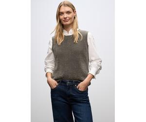 Pullunder STREET ONE, Damen, Gr. 40, nomad braun, Strick, Obermaterial: 78% Polyamid, 12% Polyacryl, 10% Baumwolle, unifarben, regular fit hüftlang, Rundhals, Pullover Pullunder, aus kuschelig weicher
