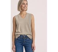 Pullunder STREET ONE, Damen, Gr. 42, light sepia sand meliert, Stoff, 30% Polyester, 27% Polyacryl, 23% Polyamid, 20% Viskose, unifarben, comfort fit normal, V-Ausschnitt, normaler Saum, Pullover Pull