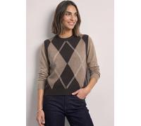 Pullunder STREET ONE, Damen, Gr. 44, sanded amber meliert, Stoff, 37% Baumwolle, 34% Polyacryl, 26% Polyester, 3% Elasthan, kariert, normal normal, Rundhals, abgesteppt, Pullover Pullunder, aus softem