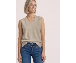Pullunder STREET ONE, Damen, Gr. 46, light sepia sand meliert, Stoff, 30% Polyester, 27% Polyacryl, 23% Polyamid, 20% Viskose, unifarben, comfort fit normal, V-Ausschnitt, normaler Saum, Pullover Pull
