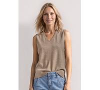 Pullunder STREET ONE, Damen, Gr. 46, sanded amber meliert, Stoff, 30% Polyester, 27% Polyacryl, 23% Polyamid, 20% Viskose, unifarben, comfort fit normal, V-Ausschnitt, normaler Saum, Pullover Pullunde