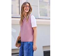 Pullunder STREET ONE STUDIO, Damen, Gr. 40, rosa (pearly rose), Web, 86% Polyamid, 14% Baumwolle, unifarben, normal normal, Rundhals, abgesteppt, Pullover Pullunder, mit Federgarn (50507864-40) pearly