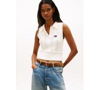 Tommy Jeans Slim Fit Pullunder aus reiner Baumwolle in Weiss, Größe S