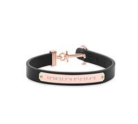 PAUL HEWITT Anker Armband Signum Koordinaten - Armband Leder Damen (Schwarz) mit Anker Schmuck aus IP-Edelstahl (Rosegold)