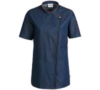 PULSIVA Damenkochjacke Celia Halbarm Kleidergröße 34; denim, Paspelierung rot