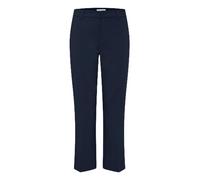 PULZ JEANS PZBINDY HW Pant Damen Hose Stoffhose Baumwolle mit Stretch Crop Wide Leg Regular Fit, Größe:42, Farbe:Dark Sapphire (194020)
