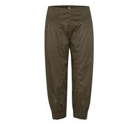 PULZ JEANS PZJILL Damen Hose Stoffhose Haremshose Pumphose Pluderhose mit elastischem Bund Capri Länge 100% Baumwolle Regular Fit, Größe:M, Farbe:Kalamata (190510)
