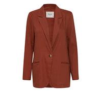 PULZ JEANS PZLUCA Damen Blazer Longblazer Jacke aus hochwertigem Leinenmix mit Reverskragen und Knopf Regular Fit, Größe:40, Farbe:Brandy Snifter (181323)