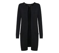 PULZ JEANS PZSARA Damen Lange Strickjacke Feinstrick Cardigan Longstrickjacke mit aufgesetzten Taschen, Größe:L, Farbe:Black (5000199)