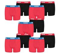 PUMA 10 er Pack Boxer Boxershorts Jungen Kinder Unterhose Unterwäsche, Farbe:786 - Red/Black, Bekleidung:140