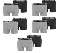 PUMA Herren Basic Boxer Boxershort Unterhose 10er Pack, Herbst/Winter 17/18,mt (Greymelange/Black, L)