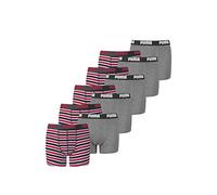 PUMA 10er Pack Basic Boxer Printed Stripes Boxershorts Jungen Kinder Unterhose, Farbe:Ribbon Red, Bekleidung:176