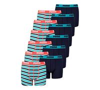 PUMA 12 er Pack Basic Boxer Printed Stripes Boxershorts Jungen Kinder Unterhose, Farbe:Fluo Red / Blue, Bekleidung:164