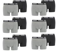 PUMA 12 er Pack Boxer Boxershorts Men Herren Unterhose Pant Unterwäsche (Greymelange/Black, XL)
