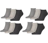 PUMA 12 Paar Sneaker Invisible Socken Gr. 35-49 Unisex für Damen Herren Füßlinge, Farbe:800 - anthraci/l mel grey/m me, Socken & Strümpfe:43-46