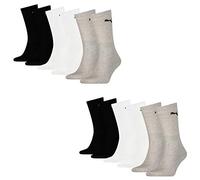 PUMA 12 Paar Socken Cush Crew Sportsocken Tennis Socken Unisex, Farbe:803 - grey/white/black, Socken & Strümpfe:35-38