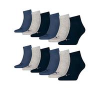PUMA 12 Paar Unisex Quarter Socken Sneaker Gr. 35-49 für Damen Herren Füßlinge, Farbe:532 - navy/grey/nightshadow b, Socken & Strümpfe:43-46