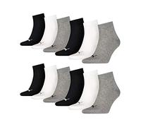 PUMA 12 Paar Unisex Quarter Socken Sneaker Gr. 35-49 für Damen Herren Füßlinge, Farbe:882 - grey/white/black, Socken & Strümpfe:35-38