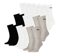 PUMA 12 Paar Socken Cush Crew Sportsocken Tennis Socken Unisex, Farbe:weiß - schwarz, Socken & Strümpfe:43-46