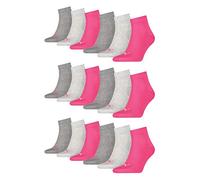 PUMA Quarter-Socken Plain - 15 Paar - Unisex - Middle Grey Melange/Pink - Gr. 39-42