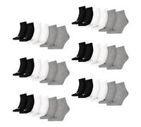 PUMA Unisex Plain 3p Quarter Socken, Grau / Weiß Schwarz, 35/38 EU