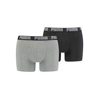 PUMA 2 er Pack Boxer Boxershorts Men Herren Unterhose Pant Unterwäsche, Farbe:691 - Dark Grey Melange/Black, Bekleidungsgröße:M