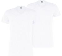Puma Herren T-Shirt, 2er Pack - Basic V-Neck, V-Ausschnitt, Kurzarm, uni, weiß, L Weiß