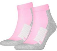 Kurzsocken PUMA "PUMA UNISEX BWT CUSHIONED QUARTER 2P", Herren, Gr. 35-38, rosa (basic pink), Baumwollmischung, normal, Socken, Zweifarbig, Rippenbündchen (45302613-35) basic pink