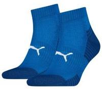 Kurzsocken PUMA "PUMA UNISEX SPORT CUSHIONED QUARTER 2P", Herren, Gr. 39-42, blau (olympian blau), Materialmix, normal, Socken, Rippenbündchen, optimierte Dämpfung für zusätzlichen Komfort (57644232-3