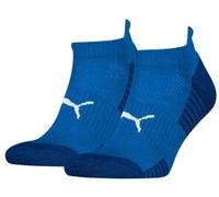 Sneakersocken PUMA "PUMA UNISEX SPORT CUSHIONED SNEAKER 2P", Damen, Gr. 39-42, blau (olympian blau), Materialmix, normal, Socken, Gepolsterte Sohle, niedriger Schnitt (44070657-39) olympian blau