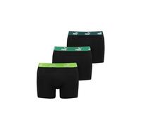 PUMA 3er Pack Elements Boxer Boxershorts Herren Unterwäsche sportliche Retro Pants, Farbe:Black Green Combo, Bekleidungsgröße:S