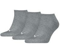 PUMA Unisex Sneakersocken, 3er Pack - Cushioned Sneaker 3P, Logo, einfarbig Grau 39-42