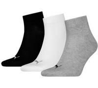 Kurzsocken PUMA, Damen, Gr. 47-49, schwarz-weiß (1x schwarz, 1x weiß, 1x grau, meliert), Baumwollmischung, uni, meliert, elastisch, Socken, Atmungsaktiv, Rippenbündchen, weiche Baumwollmischung (38131