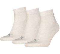 Kurzsocken PUMA "PUMA UNISEX QUARTER PLAIN 3P", Damen, Gr. 39-42, beige (oatmeal), Baumwollmischung, normal, Socken Kurzsocken, mit kleinem Logo (46672468-39)