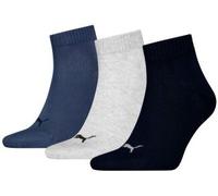 Kurzsocken PUMA "PUMA UNISEX QUARTER PLAIN 3P", Herren, Gr. 47-49, navy, grau, nightshadow blau, Obermaterial: 68% Baumwolle, 18% Polyamid, 12% Polyester, 2% Elasthan, normal, Socken, mit kleinem Logo