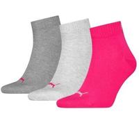 PUMA Herren Socken UNISEX QUARTER PLAIN 3P (701230337) 39-42 MIDDLE GREY MELANGE / PINK