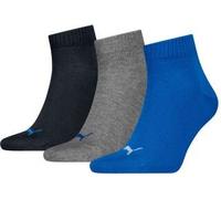 Puma Unisex Quarter Sock, Blue/Grey Melange, 39/42 (3er Pack)