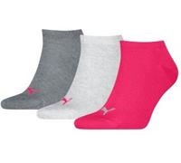 PUMA Unisex Plain Sneaker Sock, Middle Grey Melange/Pink-New, 35/38 (3er Pack)