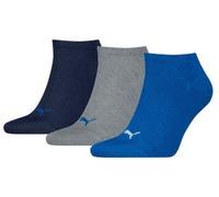 PUMA 6 Paar Unisex Herren Damen Sportsocken Kurzsocken Sneaker Socken, Farbe:Mehrfarbig, Größe:47-49, Artikel:-277 blue/grey melange