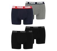 PUMA Boxershort 4er Pack Herren 4 Boxer Edition (Black/Bluegrey Melange, L)