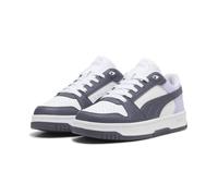 Sneaker PUMA "REBOUND SLAM LO JR", Mädchen, Gr. 36, Textil, grau (puma weiß, inky depths, light lavender), Synthetik, Schuhe Sneaker (72668557-36) puma weiß, inky depths, light lavender