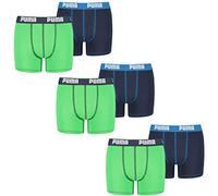 PUMA 6 er Pack Boxer Boxershorts Jungen Kinder Unterhose Unterwäsche, Farbe:686 - Green/Blue, Bekleidung:176