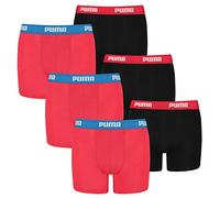 PUMA Jungen Boys Basic Boxer 2P Boxershorts, Mehrfarbig (Red/Black 786), (Herstellergröße: 128) (2er Pack)