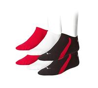 PUMA 6 Paar Lifestyle Sneaker Socken Gr. 35-46 Unisex Kurzsocke Füßlinge, Farbe:852 - black/white/red, Socken & Strümpfe:43-46