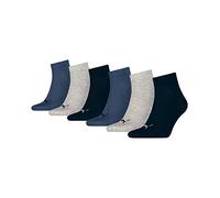 PUMA 6 Paar Sneaker Quarter Socken Gr. 35-49 Unisex für Damen Herren Füßlinge, Farbe:532 - navy/grey/nightshadow b, Bekleidungsgröße:L