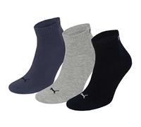 PUMA 6 Paar Sneaker Quarter Socken Gr. 35-49 Unisex für Damen Herren Füßlinge, Farbe:532 - navy/grey/nightshadow b, Bekleidungsgröße:M